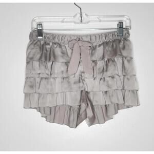 Aerie Shorts Womens Medium Gray Ruffle Layered Satin Sleep Lounge Pajama